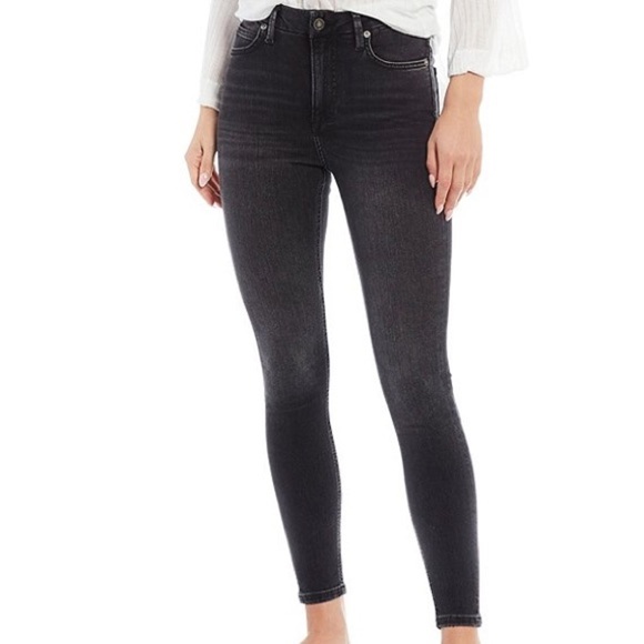 Free People Black Wash High Waisted Skinny Jeans - Picture 1 of 6
